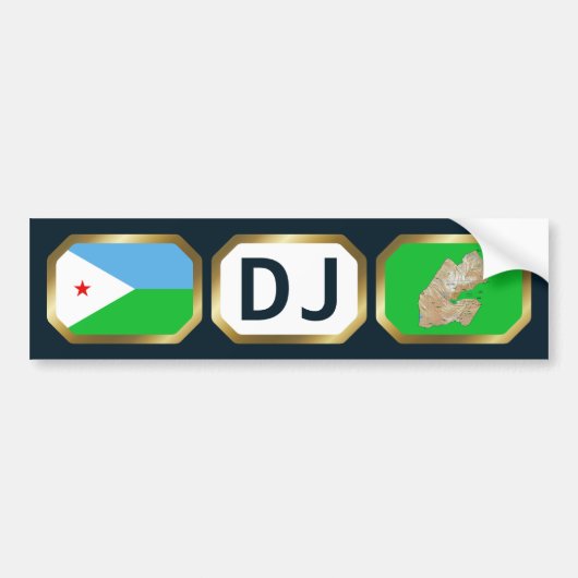 Djibouti Vlag Landkaart Code Bumpersticker (Voorkant)