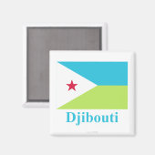 Djibouti Vlag met Naam Magneet (Voorkant / Achterkant)