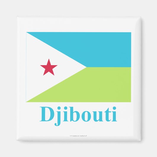 Djibouti Vlag met Naam Magneet (Voorkant)