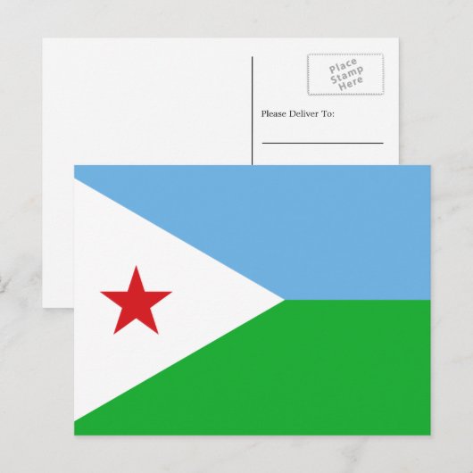 Djiboutiaanse vlag, vlag van Djibouti Briefkaart (Voorkant / Achterkant)