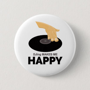 DJing maakt me gelukkig Ronde Button 5,7 Cm