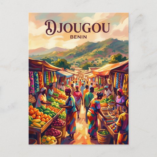 Djougou Markt Benin Briefkaart (Voorkant)