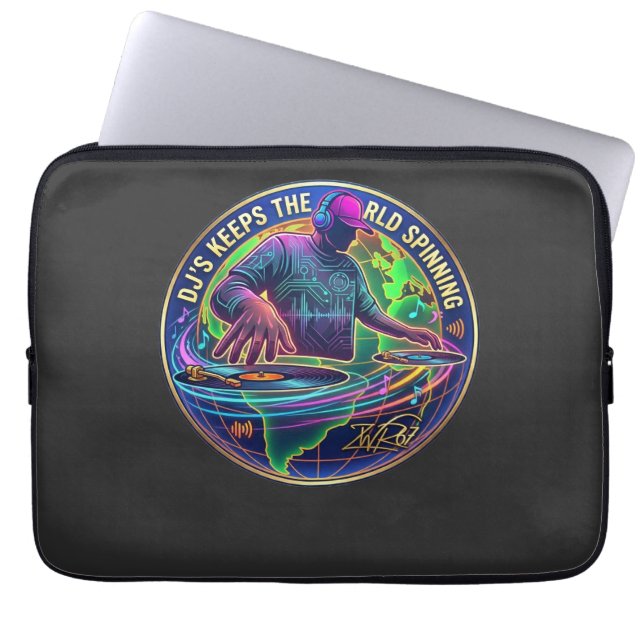 Dj's Houden De Wereld In Beweging Laptop Sleeve (Voorkant)