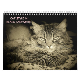 DJ's kat stijl in zwart-wit Kalender