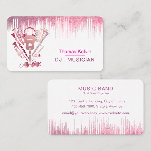 DJ's Music Instruments Event Organizer Roos Gold Visitekaartje (Voorkant / Achterkant)