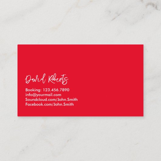 DJs Professional Sound Wave Bold Red Visitekaartje (Achterkant)