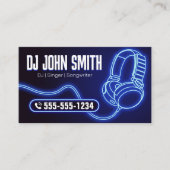 DJ's Singer Songwriter Hoofdtelefoon Neon Music Pr Visitekaartje (Voorkant)