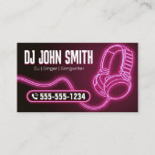 DJ's Singer Songwriter Hoofdtelefoon Neon Music Pr Visitekaartje (Voorkant)