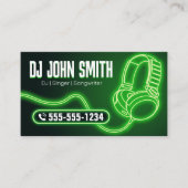 DJ's Singer Songwriter Hoofdtelefoon Neon Music Pr Visitekaartje (Voorkant)