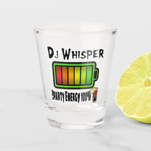 DJWhisper 100% partij Energy Shot Glass Glas (Voorkant)