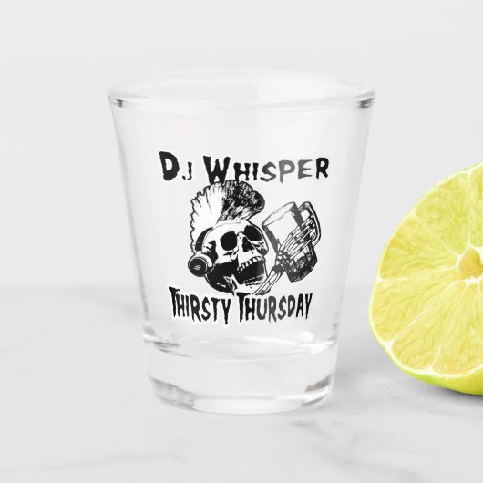 DJWhisper Dersty Donderdag Shot Glass Glas (Voorkant)