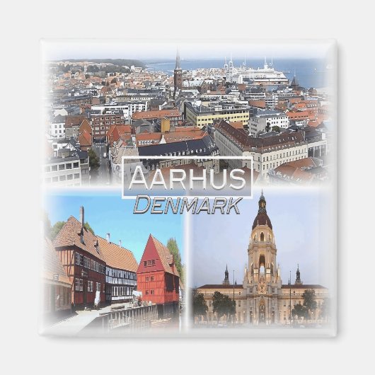 DK0015 Europa, Denemarken, Aarhus, Koelkast Magneet (Voorkant)