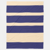 Dk Blauw + Crème brede bandstrepen Fleece Deken (Voorkant)