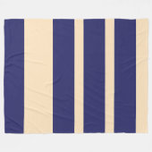 Dk Blauw + Crème brede bandstrepen Fleece Deken (Voorkant (Horizontaal))