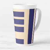 Dk Blauw + Crème Strepen Latte Mok (Rechterhoek)