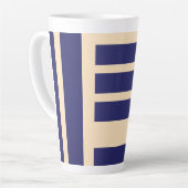 Dk Blauw + Crème Strepen Latte Mok (Linkerhoek)