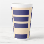 Dk Blauw + Crème Strepen Latte Mok (Voorkant)