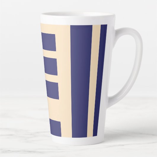 Dk Blauw + Crème Strepen Latte Mok (Rechts)