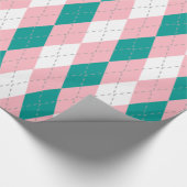DK Blauwgroen Roze Donkergrijs Wht XL Argyle Cadeaupapier (Hoek)