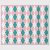 DK Blauwgroen Roze Donkergrijs Wht XL Argyle Cadeaupapier (Vlak)