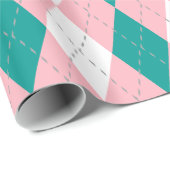 DK Blauwgroen Roze Donkergrijs Wht XL Argyle Cadeaupapier (Rol Hoek)