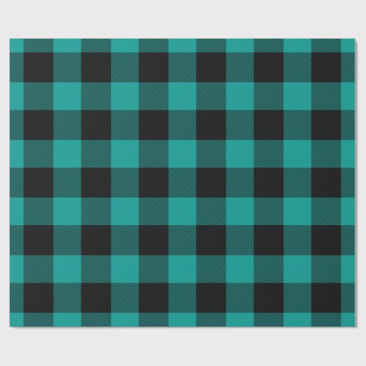DK Blauwgroen Zwart Enorme Buffalo Plaid Lumberjac Cadeaupapier (Vlak)