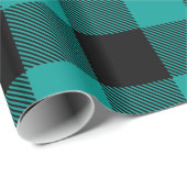 DK Blauwgroen Zwart Enorme Buffalo Plaid Lumberjac Cadeaupapier (Rol Hoek)