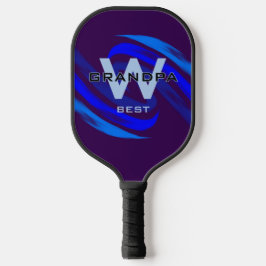 Dk Blue Beste Opa met Monogramed initialen Pickleball Paddle