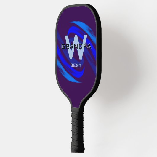 Dk Blue Beste Opa met Monogramed initialen Pickleball Paddle (Links)