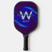 Dk Blue Beste Opa met Monogramed initialen Pickleball Paddle (Achterkant)