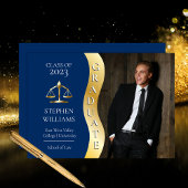 Dk Blue | Gold Afstuderen Wave Law Justice Afstude Aankondiging