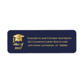 Dk Blue | Gold Class of 2026 Graduation Cap Label (Voorkant)