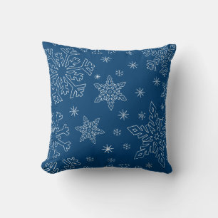 Dk Blue Kerstmis BG Snowflake Boarder Clipart Kussen
