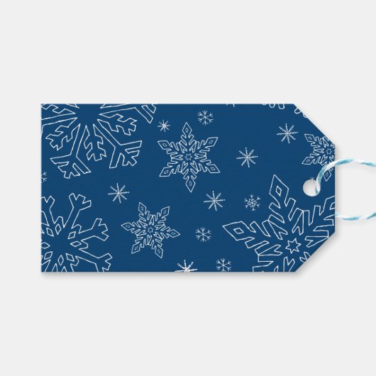 Dk Blue Kerstmis BG Snowflake Boarder Clipart Than Cadeaulabel (Voorkant (Horizontaal))