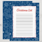 Dk Blue Snowflake kerstmis BG Santa Wish List (Voorkant / Achterkant)