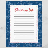 Dk Blue Snowflake kerstmis BG Santa Wish List (Voorkant)