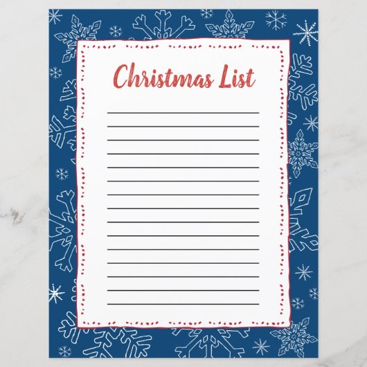 Dk Blue Snowflake kerstmis BG Santa Wish List (Voorkant)
