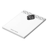 Dk Gray Lg Chevron Black Quatrefoil 3 Monogram Notitieblok (Linkerzijde)