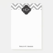 Dk Gray Lg Chevron Black Quatrefoil 3 Monogram Post-it® Notes (Voorkant)