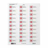 Dk Gray Lg Chevron Coral Red Quatrefoil 3 Monogram Etiket (Full Sheet)