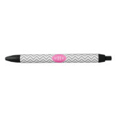 Dk Gray Lg Chevron Hot Pink Quatrefoil 3 Monogram Zwarte Inkt Pen (Voorkant)