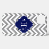 Dk Gray Lg Chevron Navy Quatrefoil 3 Monogram Case-Mate iPhone Case (Achterkant (horizontaal))