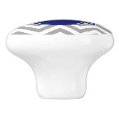 Dk Gray Lg Chevron Navy Quatrefoil 3 Monogram Keramische Knop (Zijkant)