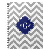 Dk Gray Lg Chevron Navy Quatrefoil 3 Monogram Notitieboek (Voorkant)