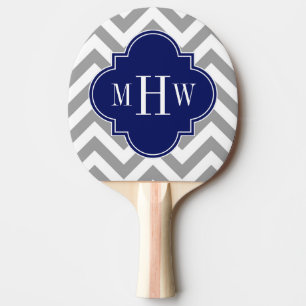 Dk Gray Lg Chevron Navy Quatrefoil 3 Monogram Tafeltennisbatje