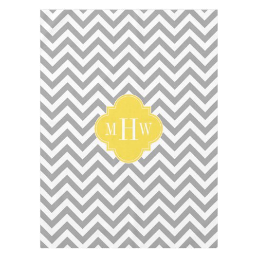 Dk Gray Lg Chevron Pineapple Quatrefoil 3 Monogram Tafelkleed (Voorkant)