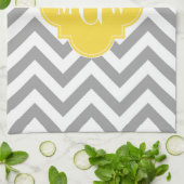 Dk Gray Lg Chevron Pineapple Quatrefoil 3 Monogram Theedoek (Gevouwen)