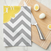 Dk Gray Lg Chevron Pineapple Quatrefoil 3 Monogram Theedoek (Quarter Fold)