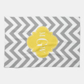 Dk Gray Lg Chevron Pineapple Quatrefoil 3 Monogram Theedoek (Horizontaal)