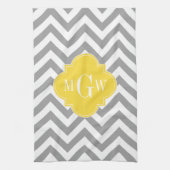 Dk Gray Lg Chevron Pineapple Quatrefoil 3 Monogram Theedoek (Verticaal)